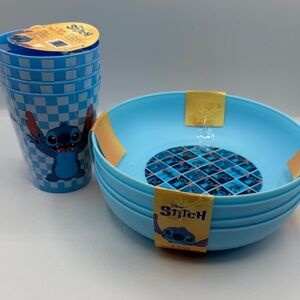 Disney Stitch Kids Dinner Bowls and Cup Set